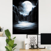 Lunar Ice Canyon - Monochrome maanverlichte landsc Poster (Thuiskantoor)
