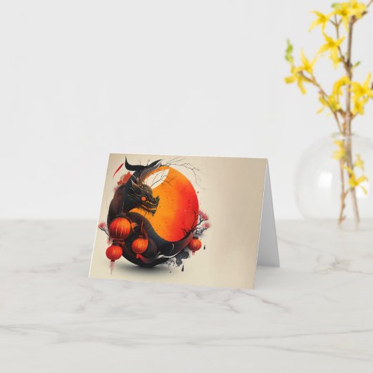 Lunar Jaar van de Draak Kaart (Gele Bloem)