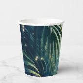 Lunar light on palm leaves, fireflies, watercolor papieren bekers (Voorkant)