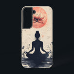 Lunar Lotus Flow telefoonhoesje Samsung Galaxy Hoesje<br><div class="desc">Een gloeiende lotus bloeit onder een rode maan en symboliseert zuiverheid en transformatie onder kosmisch licht - een serene en mystieke telefoonhoes.</div>