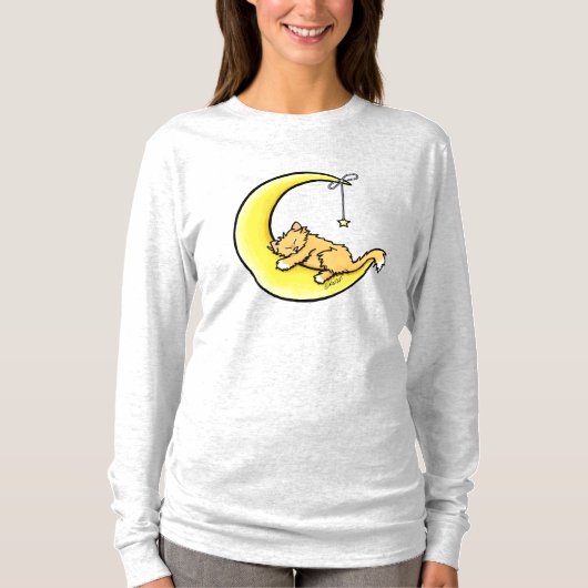 Lunar Love Oranje Cat T-Shirt (Voorkant)