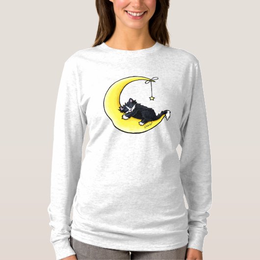 Lunar Love Tuxedo Cat T-Shirt (Voorkant)