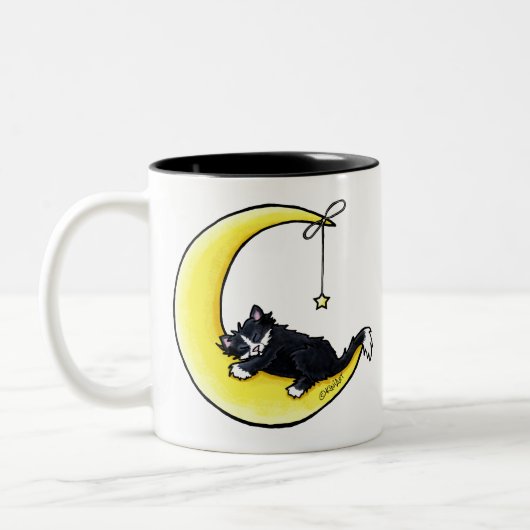Lunar Love Tuxedo Cat Two-Tone Coffee Mok (Links)