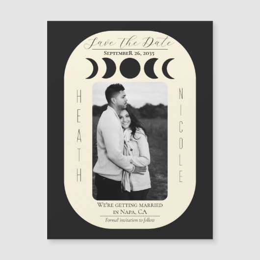 Lunar Luxe Black & Cream Moon Phase Bewaar de datu (Voorkant)