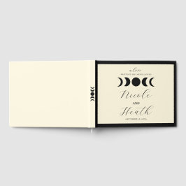 Lunar Luxe Black & Cream Moon Phase Wedding Gastenboek