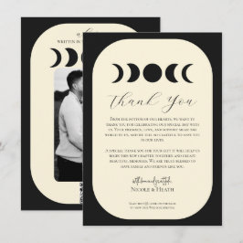 Lunar Luxe Black & Cream Moon Phase Wedding Kaart
