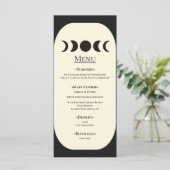 Lunar Luxe Black & Cream Moon Phase Wedding Menu (Staand voorkant)
