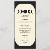 Lunar Luxe Black & Cream Moon Phase Wedding Menu (Voorkant)