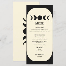 Lunar Luxe Black & Cream Moon Phase Wedding Menu