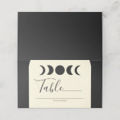 Lunar Luxe Black & Cream Moon Phase Wedding Plaatskaartje (Buitenkant ongevouwen)