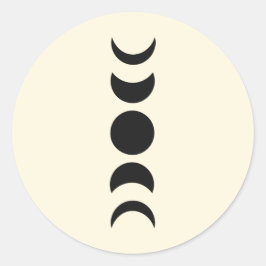 Lunar Luxe Black & Cream Moon Phase Wedding Ronde Sticker