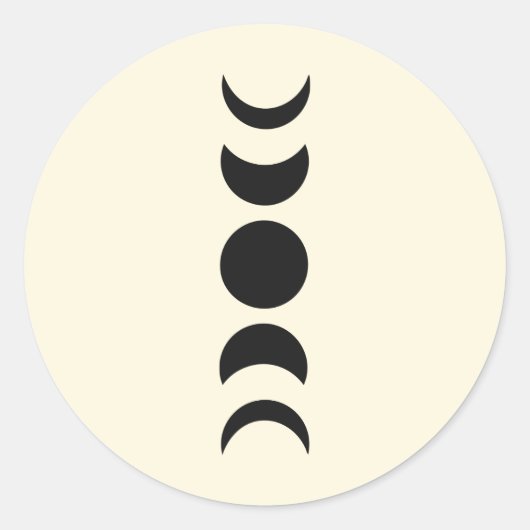 Lunar Luxe Black & Cream Moon Phase Wedding Ronde Sticker (Voorkant)
