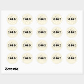 Lunar Luxe Black & Cream Moon Phase Wedding Ronde Sticker (Vel)