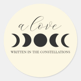Lunar Luxe Black & Cream Moon Phase Wedding Ronde Sticker
