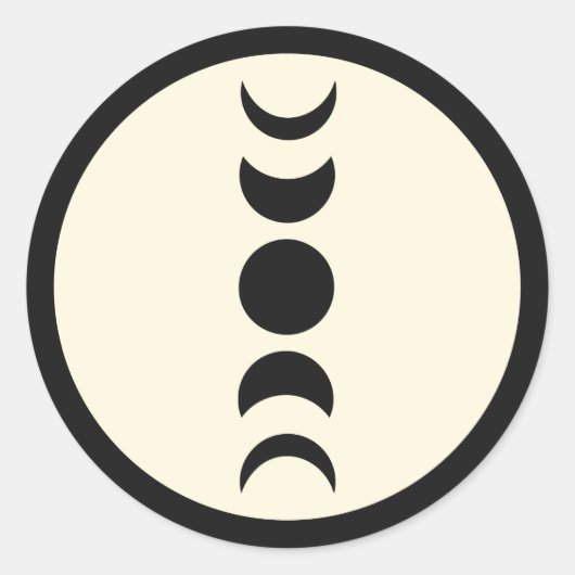 Lunar Luxe Black & Cream Moon Phase Wedding Ronde Sticker (Voorkant)