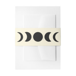 Lunar Luxe Black & Cream Moon Phase Wedding Uitnodigingen Wikkel