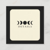 Lunar Luxe Black & Cream Moon Phase Wedding Vierkante Visitekaartje (Voorkant)