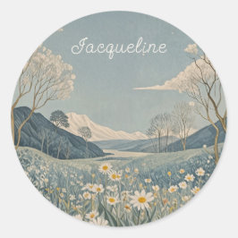 Lunar Meadow gepersonaliseerd Ronde Sticker