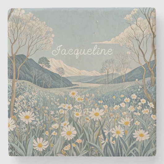 Lunar Meadow gepersonaliseerd Stenen Onderzetter (Voorkant)