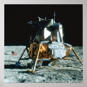 Lunar-module op de maan poster