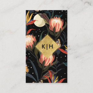 Lunar Moon Floral Celestial Modern Visitekaartje