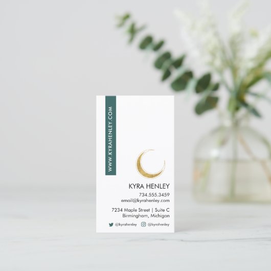 Lunar Moon Floral Celestial Moderne Visitekaartje (Staand voorkant)