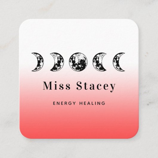 Lunar Moon Phase Energy Healer Spiritueel Red Ombr Vierkante Visitekaartje (Voorkant)