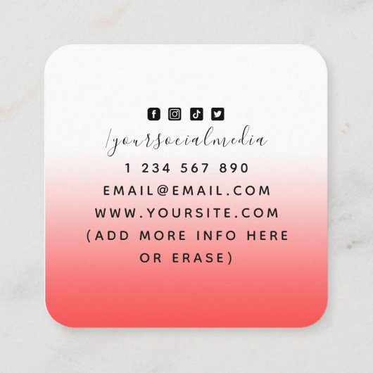 Lunar Moon Phase Energy Healer Spiritueel Red Ombr Vierkante Visitekaartje (Achterkant)