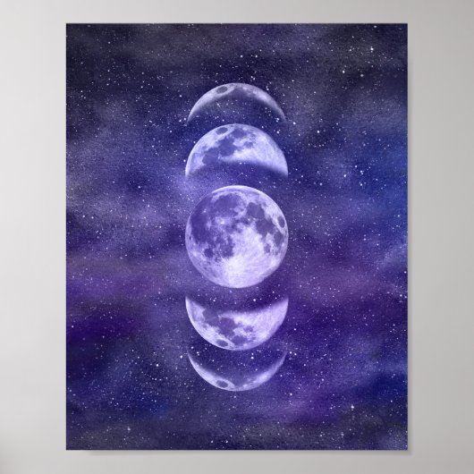 Lunar Moon Phases Astrology Art Poster (Voorkant)