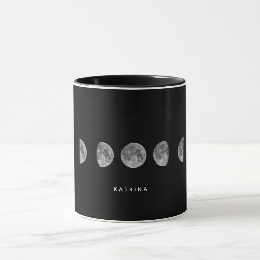 Lunar Moon Phases Celestial Gepersonaliseerd Name Mok (Midden)