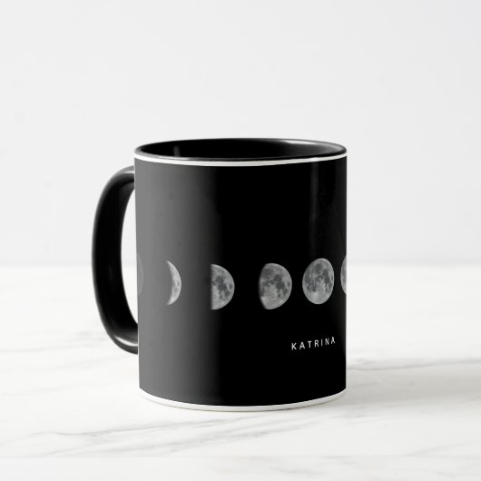 Lunar Moon Phases Celestial Gepersonaliseerd Name Mok (Voorkant links)