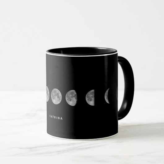 Lunar Moon Phases Celestial Gepersonaliseerd Name Mok (Voorkant rechts)