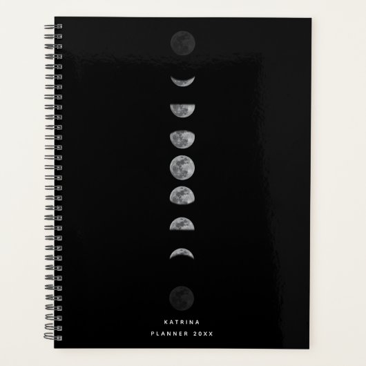 Lunar Moon Phases Celestial Gepersonaliseerd Name Planner (Voorkant)
