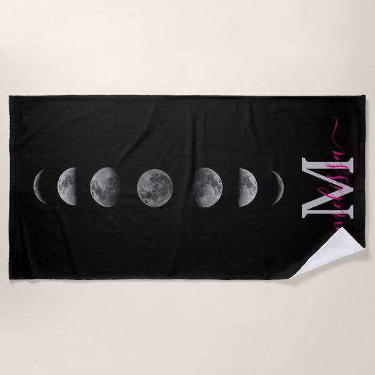 Lunar Moon Phases | Celestial Personalized Name Strandlaken (Voorkant)