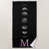 Lunar Moon Phases | Celestial Personalized Name Strandlaken (Voorkant)