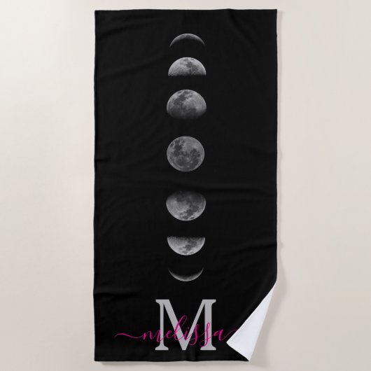 Lunar Moon Phases | Celestial Personalized Name Strandlaken (Voorkant)