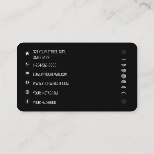 Lunar Moon Phases Celestial Social Media Icons Visitekaartje (Achterkant)