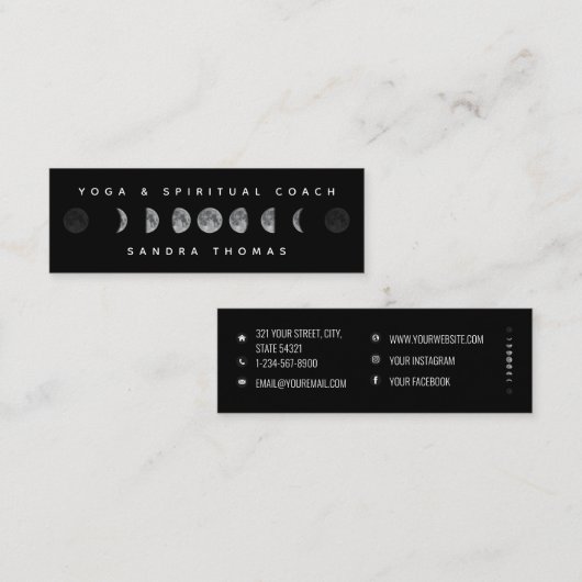 Lunar Moon Phases Celestial Yogi & Spirituele Coac Mini Visitekaartje (Voorkant / Achterkant)