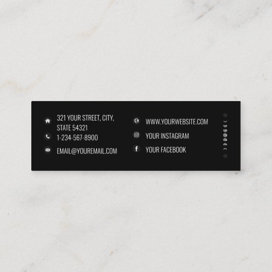 Lunar Moon Phases Celestial Yogi & Spirituele Coac Mini Visitekaartje (Achterkant)