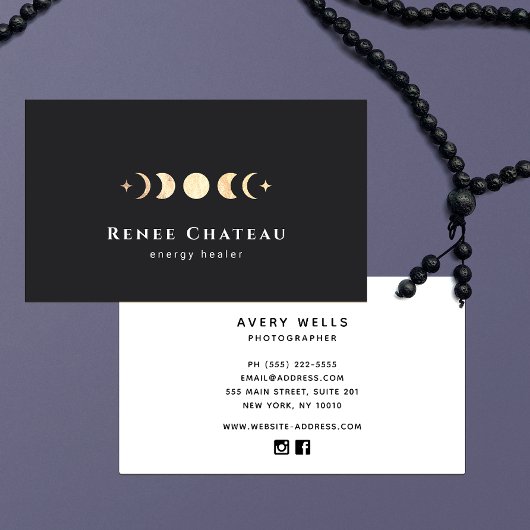 Lunar Moon Phases Energy Healer Visitekaartje