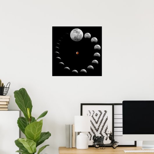 Lunar Moon Phases Poster (Thuiskantoor)