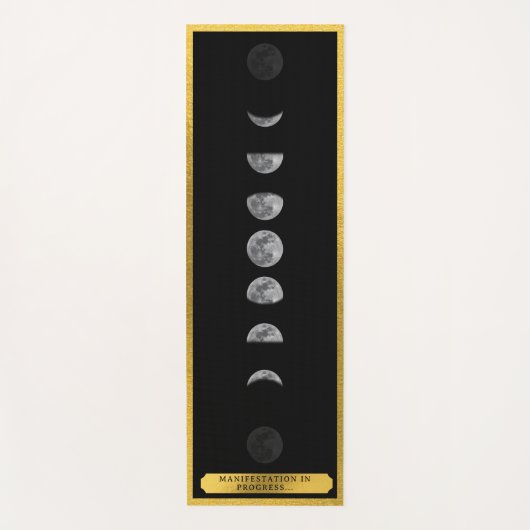 Lunar Moon Phases Studio Zwart Goud Instructeur Yogamat (Voorkant)