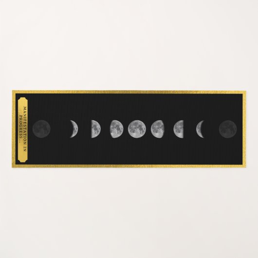 Lunar Moon Phases Studio Zwart Goud Instructeur Yogamat (Voorkant (horizontaal))