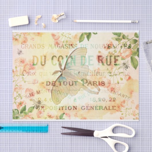  Lunar Moth en Rozen Ephemera Tissuepapier (Craft)