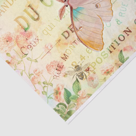 Lunar Moth en Rozen Ephemera-weefselpapier Tissuepapier (Detail)