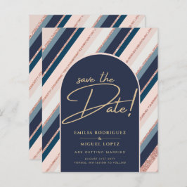 Lunar Navy Blue Blush Pink Rose Gold Weddenschap