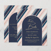 Lunar Navy Blue Blush Pink Rose Gold Weddenschap (Voorkant / Achterkant)