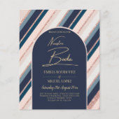 Lunar Navy Blue Blush Pink Rose Gold Weddenschap (Voorkant)