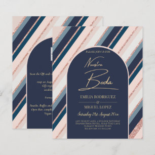 Lunar Navy Blue Blush Pink Rose Gold Weddenschap