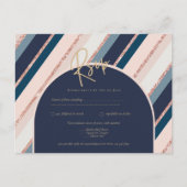 Lunar Navy Blue Blush Pink Rose Gold Weddenschap Briefkaart (Voorkant)